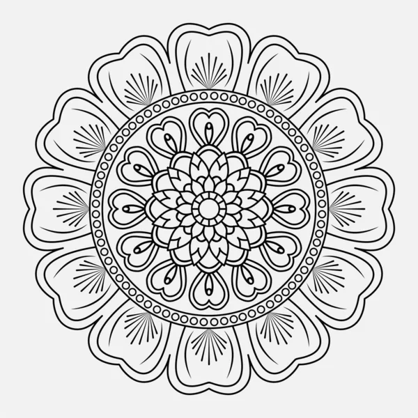 Conception Livre Coloriage Mandala Ornemental Noir Blanc — Image vectorielle