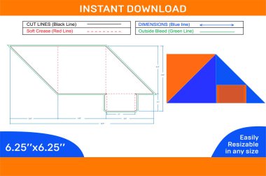 Paketleme Zarfı dizayn şablonu ve 3D zarf tasarımı kolayca yeniden boyutlandırılabilir _ Box dieline ve 3D kutu