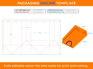 Alışveriş Torbası 21x11x27 cm Dieline Şablonu