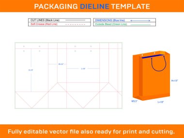 Hediye çantası 10x5.5x13 _ inch _ _ _ 6pjr3kpy _ _ _ cricut Dieline Şablonu