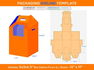 Mini CupCake Gable Dieline Şablonu SVG, Ai, EPS, PDF, DXF, JPG, PNG Dosyası