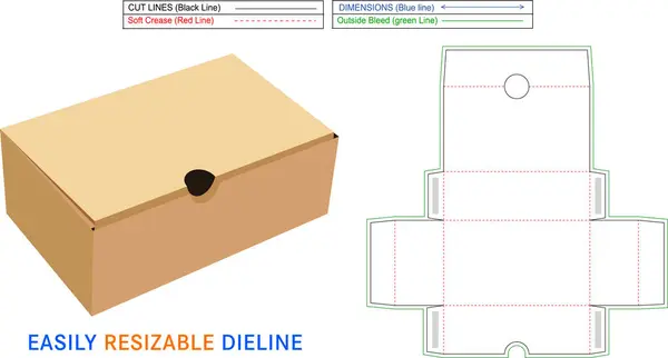 Starre Luxus Tray Box Oder Deckelbox Stanzlinie Gestanzte Verpackungsschablone Design — Stockvektor
