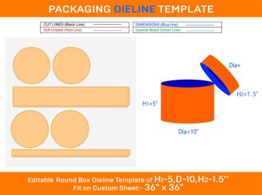 Dondurma kutusu, yuvarlak kapaklı dizel şablon H15, D 10, H2 1.5 inç boyut
