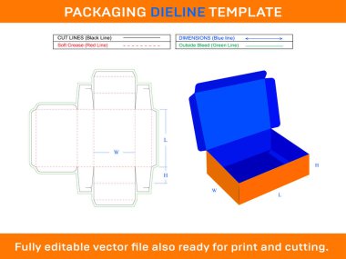Sevkiyat Kutusu, Ectangle Kutusu, Dikdörtgen Kutusu, Dieline Şablonu