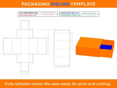 Kaydırma kibrit kutusu, Dieline Şablonu