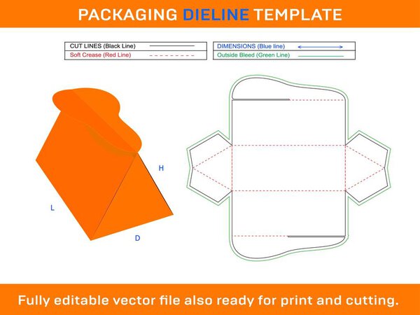 Gift Box, Party Box, Storage Box Dieline Template SVG, Ai, EPS, PDF, DXF, JPG, PNG File