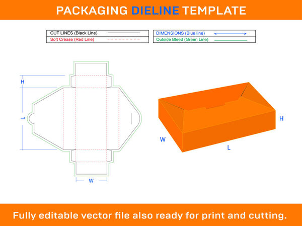 Rectangle Box, Storage Box, Packaging Box, Dieline Template