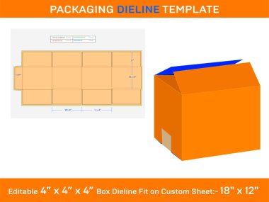 Carton Regular Slotted  Box Dieline Template, SVG, Ai, EPS, PDF, DXF,  JPG, PNG clipart