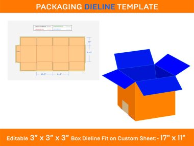 RSC Karton Kutu, Dieline Şablonu, SVG, Ai, EPS, PDF, DXF, JPG, PNG