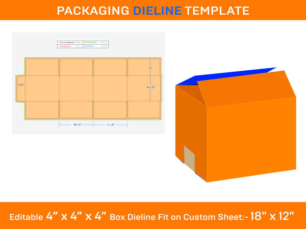 Carton Regular Slotted  Box Dieline Template, SVG, Ai, EPS, PDF, DXF,  JPG, PNG