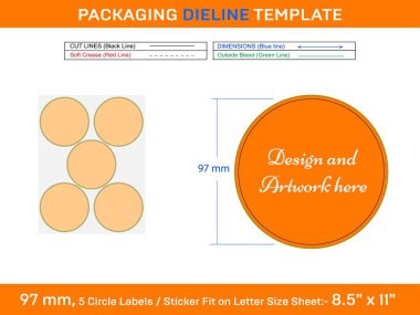 5pcs 97 mm CIRCLE veya ROUND etiket dizin şablonu 