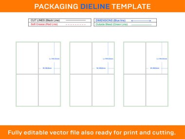 4 Yapışkan Adres Etiketi Dieline Şablon 98.8 x 144.55 mm