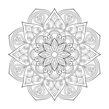 Çocuklar için Basit Doğu Mandala Renklendirme Kitabı Tasarımı