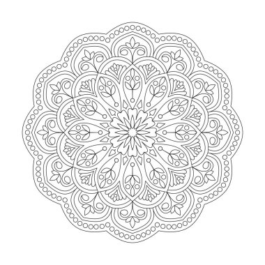 KDP içeriği için çiçek desenli yetişkin boyama kitabı mandala sayfası.