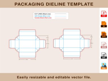 Gift Box Template, Rectangle Box Dieline Template,