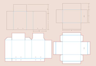 Küçük boy kaydırma kutusu 8.5x6x3 inç Kutu Dieline Şablonu