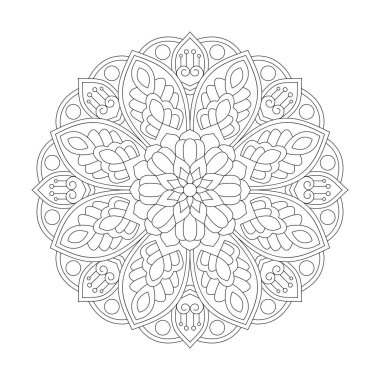 Renklendirme kitabı sayfası için etnik doğu tarzında dekoratif çember süslemesi
