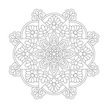 Renklendirme kitabı sayfası için karmaşık bir mandala deseni