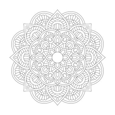 Renkli kitap sayfası için etnik mandala süsü ile karalama deseni