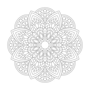 Renklendirme kitabı sayfası için Geometrik soyut basit mandala