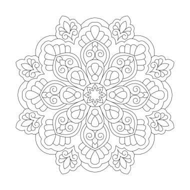 Renklendirme kitabı sayfası için dekoratif Geometrik mandala desen tasarımı