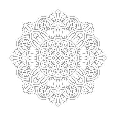 Renklendirme kitabı sayfası için oryantal vektör, stres terapisi deseni