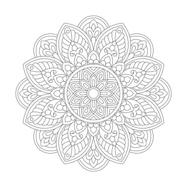 kdp Kitap İçi için Göksel Orta Parça Mandala Boyama Kitabı Sayfası