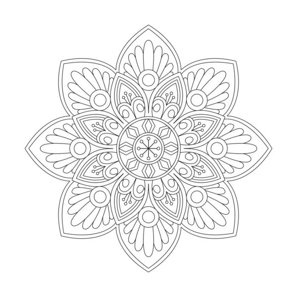 Isolated Mandala Kids Coloring Book Page for kdp Book Interior