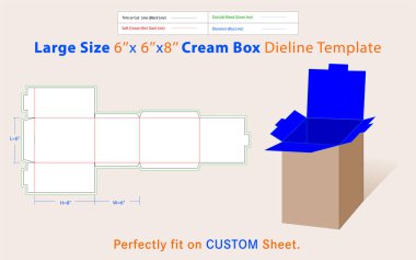 Krem Kutusu Boyutu L 6, W 6, H 8 inç Diline Şablonu