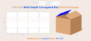Çoklu Derinlik Oluklu Karton Kutu, 9L x 9 W x 9 H, Kraft, Nakliye için
