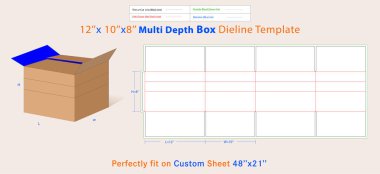 Çoklu Derinlik 12L x 10W x 8H kıvrımlı nakliye kutusu