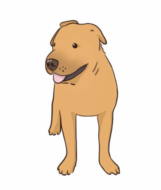 Kahverengi Amerikan zorba köpeğinin portresi beyaz arkaplanda çizgi film karakteri çizimi.