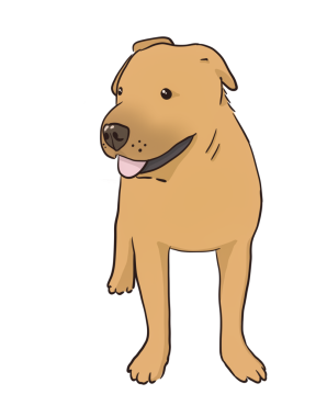 Kahverengi Amerikan zorba köpeği çizgi film karakteri çizimi