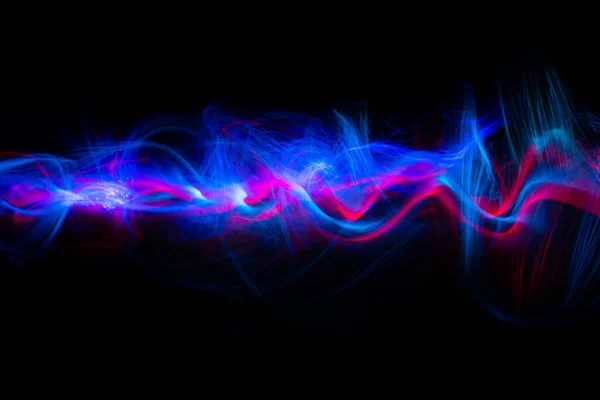 Abstract Technology Banner Design Long Exposure Light Painting Vibrant Streaks — Stock Photo, Image