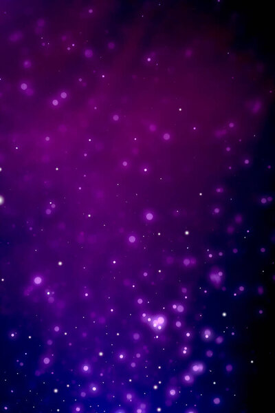 Purple glowing particles background cinematic atmosphere. Glittering sparkling bokeh party overlay with copy space for text. High quality photo