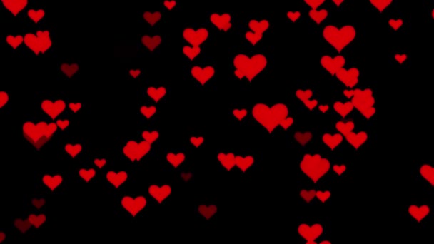 Velká Srdce Překrývala Černém Pozadí Hearts Effect Vysoce Kvalitní Záběry — Stock video