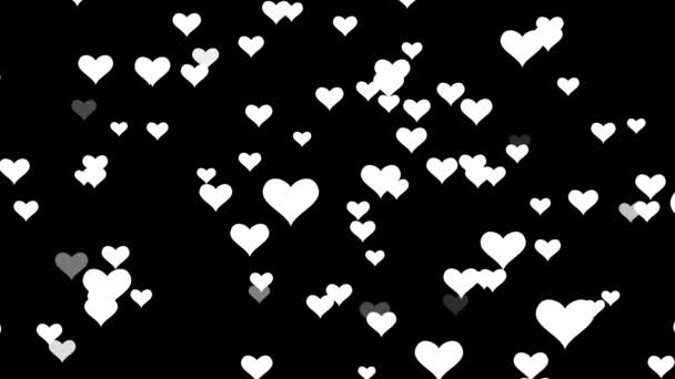Λευκή Καρδιά Επικαλύπτεται Μαύρο Φόντο Καρδιές Μέχρι Αποτέλεσμα Υψηλής Ποιότητας — Αρχείο Βίντεο
