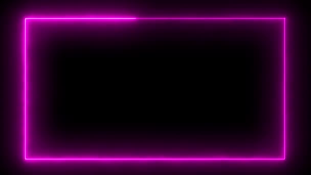 Animowane Neonowe Świecące Tło Ramki Bezbarwna Laserowa Granica Pętli Futurystyczny — Wideo stockowe