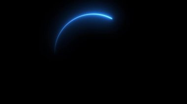 Neon dairesi siyah arkaplanda izole edildi. Animasyon yükleniyor ve yükleniyor. Fütürist ışık efekti. VJ klüp gösterisi, müzik videosu ya da sunum için sahne arkası. Yüksek kalite 4k görüntü