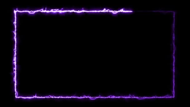 Фіолетова Неонова Рамка Світиться Ізольована Чорному Тлі Барвиста Футуристична Лазерна — стокове відео