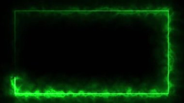 Canlandırılmış yeşil neon çerçeve sınırı siyah arkaplanda izole edilmiş. Renkli fütüristik lazer dikişsiz döngü. Pankart. VJ klüp gösterisi, müzik videosu ya da sunum için sahne arkası. Yüksek kalite 4k görüntü