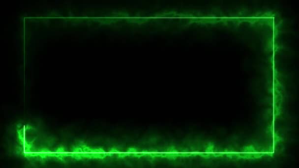 黒い背景に隔離されたアニメーションの緑のネオンフレームの境界 カラフルな未来的なレーザーシームレスループ バナーだ クラブショー ミュージックビデオ プレゼンテーションのVjの背景 高品質4K映像 — ストック動画
