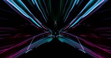 Zarif ışıldayan çizgilere sahip fütüristik ışık dalgası afiş tasarımı. Soyut modern teknoloji geçmişi. Yüksek kalite fotoğraf