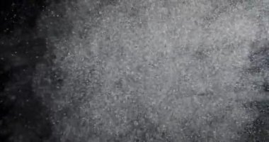 Whirlpool Particles of Dust, Flour, Debris, Flying on Black Background. White powder, snow, flake through space. High quality 4k footage