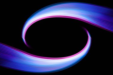 Soyut teknoloji afiş tasarımı. Siyah arkaplanda dijital neon çizgiler. Yüksek kalite fotoğraf