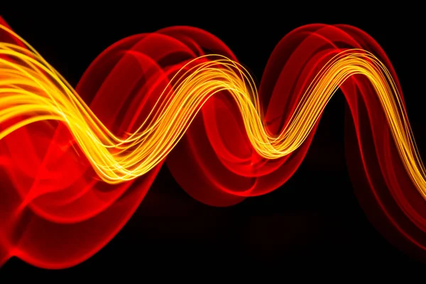 Abstract Modern Banner Design Glowing Warm Lines Black Background High — Stock Photo, Image