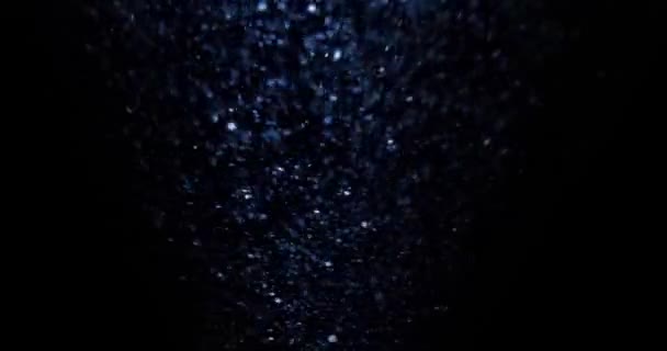 Polvo Brillo Remolino Partículas Fondo Negro Superposición Efectos Visuales Imágenes — Vídeo de stock