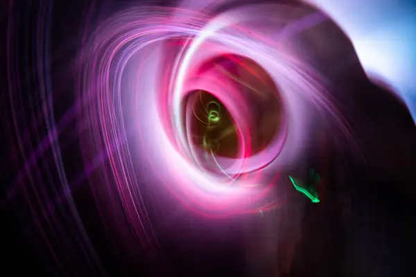 Artistieke Cirkel Lichtgolf Van Energie Met Elegante Gloeiende Lijnen Abstract Stockfoto