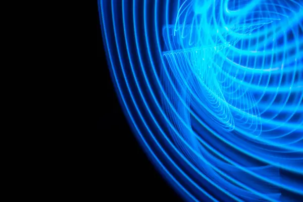 Neon Lights Glow Flash Background Flying Design Elements Blue Background Stock Image