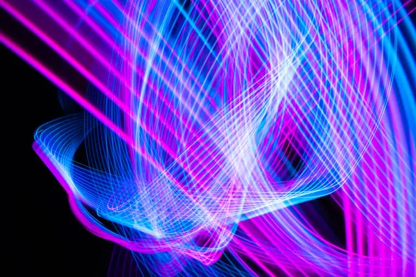 Abstract Technologie Achtergrond Van Lang Belicht Licht Blauw Roze Zwart Stockfoto